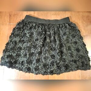 Forever 21 Black Roses Circle Mini Skirt